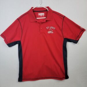 MLB True Fan St. Louis Cardinals Polo Shirt Mens Large Red Short Sleeve Pullover